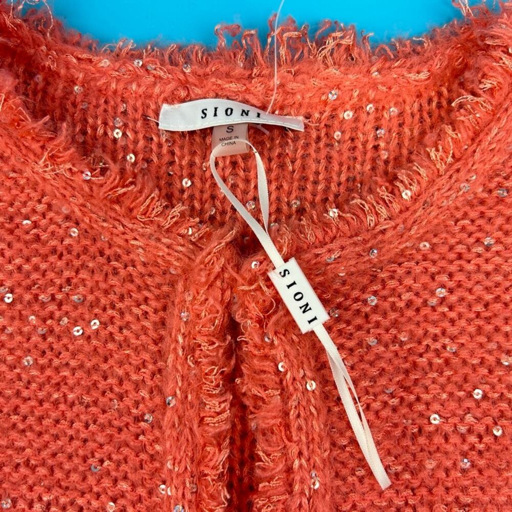 NWOT Sioni Wool Blend Knit Cardigan  Sequins S Jacket MSRP $129 Old Money - Picture 9 of 12